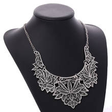 LZHLQ Vintage Hollow Flower Necklaces Metal Sweater Necklace Women Elegant Pendant Clavicle Chian Jewelry Statement 2024 - buy cheap