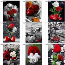 Алмазная живопись 5D полная квадратная/круглая дрель Красная роза цветок сердце Daimond вышивка картина вышивка крестом картина Z831 2024 - купить недорого