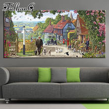 FULLCANG-pintura diamante 5d diy de paisaje campestre, mosaico bordado de diamantes de imitación cuadrados o redondos, decoración de pared FC1758 2024 - compra barato