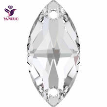 Yanruo top 3223 navette cristal limpo costura em strass cavalo olhos contas de costura strass vidro costurado 2024 - compre barato