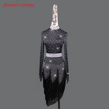 Latin Dance Performance Clothing Female Child Adult High-End Dress Black Long Sleeve Professional Competition Tassel Skirt 2024 - buy cheap