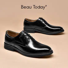 BeauToday-zapatos Derby de piel de vaca auténtica para hombre, calzado de boda con cordones, punta estrecha, para caballeros de negocios, hecho a mano, 51050 2024 - compra barato
