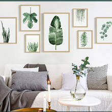 Pintura en lienzo de naturaleza para decoración del hogar, arte de pared moderno con estampado decorativo de hojas y plantas verdes para sala de estar y dormitorio, sin marco 2024 - compra barato