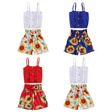 FOCUSNORM 1-6Y Fashion Kids Girls Clothes Sets 2pcs Lace Sleeveless Vest Tops Flowers Print Shorts 3 Colors 2024 - buy cheap