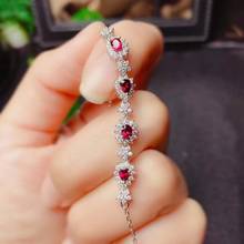 Real And Natural Garnet chain bracelet Free shipping Natural real Garnet 925 sterling silver bracelet 2024 - buy cheap