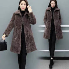 2020 New Women Winter Real Fur Coat Soft Natural Sheep Shearing Female h Genuine Wool Fur Liner Hiver Mid-long Overcoat Z173 2024 - buy cheap
