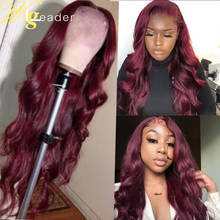 Wigleader Ombre Remy Human Hair Lace Front Wigs Burgundy Preplucked 13x6 Lace Frontal Wigs Remy Hair Wigs With Baby Hair 2024 - buy cheap