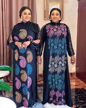 Muslim African Dresses Women Dashiki Party Abaya Maxi Dress Diamond Black Elegant Party Long Sleeve Dress Vintage Robe Clothing 2024 - buy cheap
