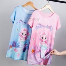 Детская летняя ночная рубашка принцессы для девочек, детские пижамы, платье для сна для девочек-подростков, ночные рубашки с героями мультфильмов, детская одежда для сна 2024 - купить недорого