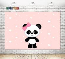 GFUITRR Baby Panda Photography Backdrops Baby Shower Girls Birthday Party Photo Background Pink Bow Vinyl Foto Studios Props 2024 - buy cheap