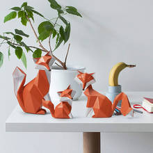 Novo nórdico moderno abstrato geométrico laranja raposa estatueta estátua ornamento desktop escritório decoração para casa resina animal artesanato presente 2024 - compre barato