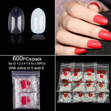 600 Pieces/Pack Short Round Oval False Nail Tips 10 Sizes  Acrylic Nails Coffin Full Cover Nail DIY Nail Extension 2024 - buy cheap