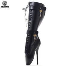 JIALUOWEI Fetish Ballet Pointe Pain Knee Boots Concealed Lace Lockable Strap 2024 - buy cheap
