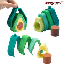 TYRY.HU Avocado Building Block Silicone Teether Soft Building Blocks 3D Folding Educational Game Toys BPA Free 2024 - buy cheap