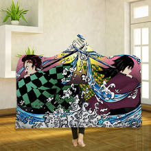 Anime Demon Slayer 3D Printing Throw Hooded Blanket Wearable Warm Fleece Bedding Office Quilts Soft Adults Travel 08 2024 - buy cheap