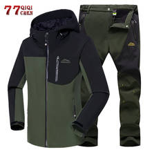 Autumn Soft Shell Tactical Jacket Set Men Outwear Casual Waterproof Fleece Hooded Coats Male Military Windbreaker Jacket Set 5XL 2024 - buy cheap