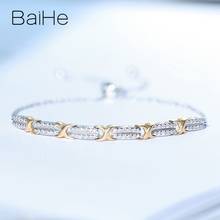 BAIHE, 18 К, белое, желтое золото, 0.20ct H/SI, с натуральными бриллиантами, для свадьбы, помолвки, для женщин, модный, хорошее ювелирное изделие, бриллиантовый браслет 2024 - купить недорого