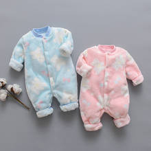 Cartoon Bear Fleece Newborn Romper Infant Baby Warm Jumpsuit Soft Pajamas Single Breasted Toddler Costume Baby Winter Jumpsuit 2024 - buy cheap