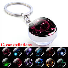 Constellation Keychain Key Rings Glass Ball Pendant Zodiac Signs Jewelry Taurus Leo Virgo Scorpio Pisces Jewelry Best Gift 2024 - buy cheap