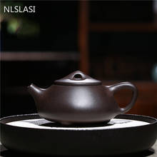 Yixing-TETERA de arcilla púrpura con cuchara de piedra clásica, tetera de belleza hecha a mano, juego de té auténtico, 200ml 2024 - compra barato