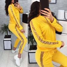 2Pcs Women Jogging Suit Sequins Patchwork Tracksuits Sweatshirt Coat Pants Set  Sequins Zip Up Tracksuit 2024 - buy cheap