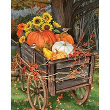 Gatyztory Frame Pumpkin Cart DIY Painting By Numbers Handpainted Oil Painting Canvas Colouring Halloween 2024 - buy cheap