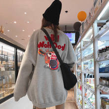 Худи женское в японском стиле Харадзюку, смешной корейский топ, свитшот, женская и мужская одежда, пуловер с длинным рукавом, свободный джем... 2024 - купить недорого