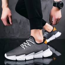 Tênis de corrida masculino, calçado esportivo leve de malha respirável para homens, preto e branco para caminhada 9 2024 - compre barato