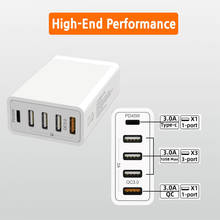 45W multi usb charger station TYPE-C PD charger 18W QC3.0 Quick Charger USB A 5V2.4A desktop USB Wall Charger charging station 2024 - buy cheap