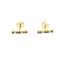 Mini pendientes de plata de ley 100% con zirconia cúbica, joyería fina de colores, arcoíris, color dorado, 925, 925 2024 - compra barato