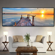 Natural Wooden Bridge Sunsets Landscape Posters and Prints Canvas Painting Panorama Scandinavian Wall Art Picture for Home Decor 2024 - buy cheap