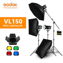 Godox 3pcs VL150 150W 5600K White Version LED Video Continuous Light + 70x100cm Grid Softbox + 2.8m Light Stand Studio Light 2024 - buy cheap