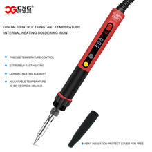 Free Shipping CXG E60w/90w/110w LCD Temperature Digital LED Adjustable Electric Soldering Iron EU Plug +10pcs Weld Tips+Cover 2024 - buy cheap