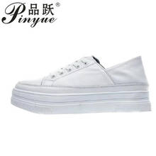 Leather shoes White Sneakers Platform women shoes  Autumn Fashion Increase Casual Shoes Woman Student small size 35--40 2024 - buy cheap