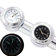 POSSBAY Universal Dial Clock 7/8" 1" Motorcycle Handlebar Mount Chrome Black/White Dial Clock Watch Temp Thermometer Waterproof 2024 - buy cheap