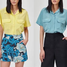 100% Silk Women Short Sleeve Blouse 2021 Early Spring Short Sleeve Simple Office Wear Double Pockets Shirt and Tops 2024 - buy cheap