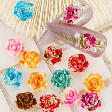 Base de camafeo de flores y rosas de colores, pedales 3D, flores de resina, decoración de uñas, puntas de manicura DIY, 6-10mm, 1 paquete 2024 - compra barato