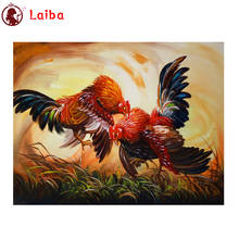 Pintura con diamantes de imitación para decoración del hogar, mosaico bordado con diamantes de imitación cuadrados, animal, gallo, baile de lucha, bricolaje 2024 - compra barato