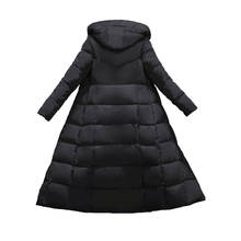 Winter Coat Jacket Female Women Slim Parka Over-Knee Cotton Padded Korea Hooded Warm Black Solid Long Outerwear Female 2024 - buy cheap