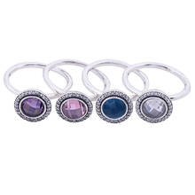 Подлинное 925 пробы Серебряное кольцо Сверкающее розовое с кристаллом кольцо для женщин подарок на свадьбу изысканное ювелирное изделие Diy 2024 - купить недорого
