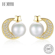 Pendientes de dotafil perla de agua dulce Natural 925 Plata de Ley 18K dorado incrustaciones de circonio Luna estrella pendientes de perla joyería de las mujeres 2024 - compra barato