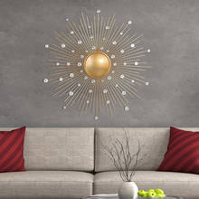 European Wrought Iron Gold Sun Shape Wall Hanging Pendant Home Livingroom Wall Mural Decoration Hotel Porch Wall Sticker Crafts 2024 - buy cheap