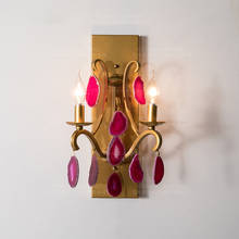 Pink agate wall lamps gold wall sconces lighting hallway bedroom antique lights modern home decorative lamps nordic loft lights 2024 - buy cheap