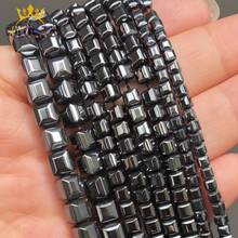Natural Black Hematite Stone Beads Square Loose Beads For DIY Jewelry 3 4 6mm Making Bracelet Necklace Accessories 15'' Strands 2024 - buy cheap