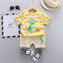 2020 baby boy dinosaur pattern suit summer boy cute dinosaur T-shirt + shorts two-piece boy toddler clothing suit 1-4 years 2024 - buy cheap