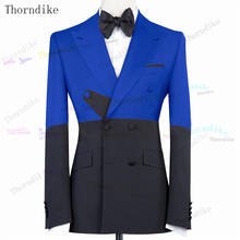 Thorndike Royal Blue Suits With Black Pants Slim Fit Tuxedos 2Pcs Costume Homme Wedding Blazer For Men  Groom Prom Set 2024 - buy cheap