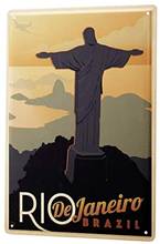 Placa de metal para decoração de sinal de lata, rio de janeiro, brasil, the resgate, estátua 8x12 2024 - compre barato