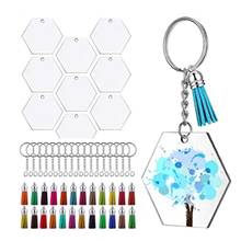 Llavero hexagonal con discos transparentes acrílicos, accesorios para manualidades DIY, 72 unidades 2024 - compra barato