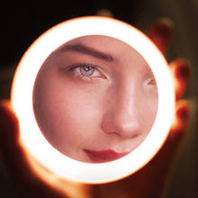 Mini Circular Makeup Make up LED Mirror Compact Portable Travel Illuminated Round Mirror light 2024 - buy cheap
