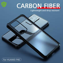 Capa luxuosa transparente, textura de fibra de carbono, fina, à prova de impacto, para huawei mate 40 30 pro plus p40 pro 2024 - compre barato